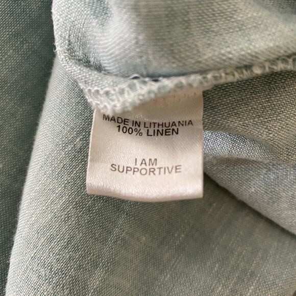 FLAX Linen Crop Pants Size S Robin's Egg Blue Pastel 25" Sustainable Lagenlook - Picture 7 of 11